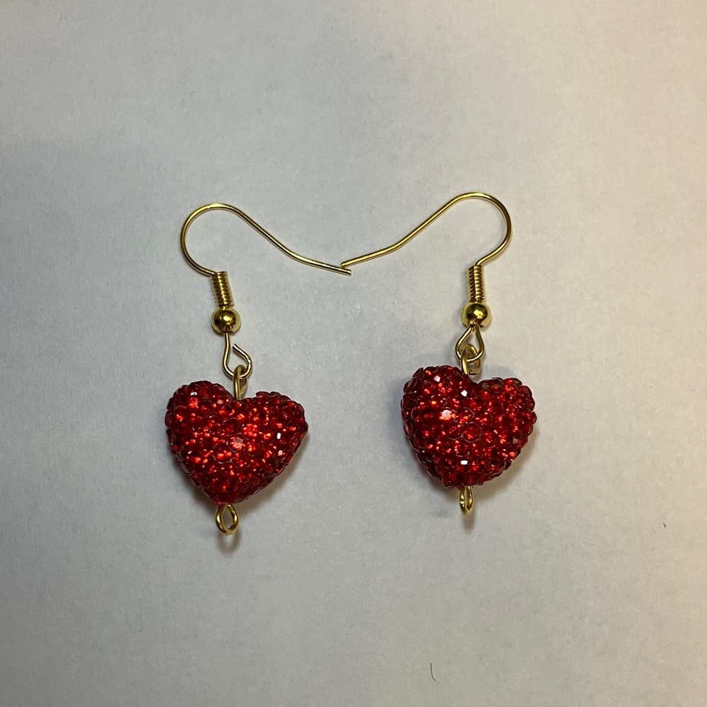 Sparkling Red Heart Earrings